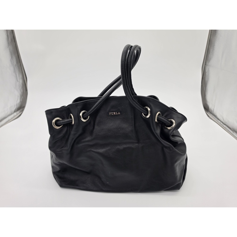 Vintage Furla Black Leather Purse.